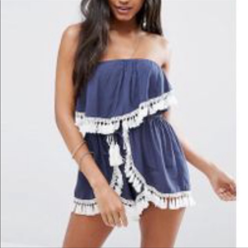 Surf Gypsy Tassel Trim Beach Romper